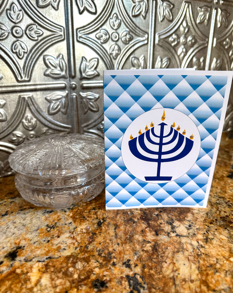 Hanukkah Greeting Card - Blue Menorah