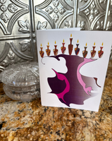 Hanukkah Greeting Card - Funky Purple Vase Menorah