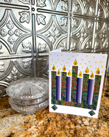 Hanukkah Greeting Card - Purple Stripes Menorah