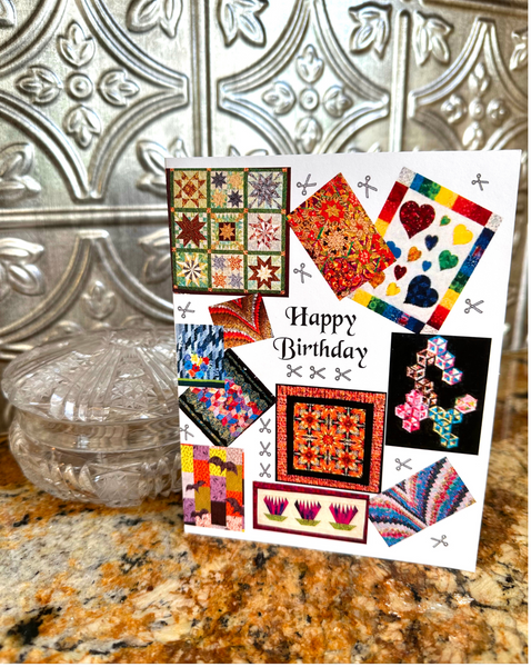 Birthday Greeting Card - Happy Birthday with Quilts