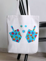 Dreidels & Stars - Jewish Fused Appliques (Teal) - 5 LEFT!