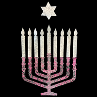 Jewish Fused Applique - Burgundy Silver Menorah w/ Silver Candles  #3