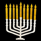 Jewish Fused Applique - White Menorah w/ Gold Candles  #12