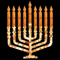 Jewish Fused Applique - Terra Cotta Menorah w/ Copper Candles  #14