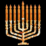 Jewish Fused Applique - Terra Cotta Menorah w/ Copper Candles  #14