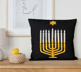 Jewish Fused Applique - Gold Menorah w/ Silver Candles  #2