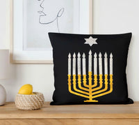 Jewish Fused Applique - Gold Menorah w/ Silver Candles  #2