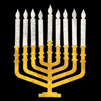 Jewish Fused Applique - Gold Menorah w/ Silver Candles  #2