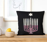 Jewish Fused Applique - Burgundy Silver Menorah w/ Silver Candles  #3