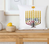 Jewish Fused Applique - Multi Color Menorah w/ Gold Candles  #9