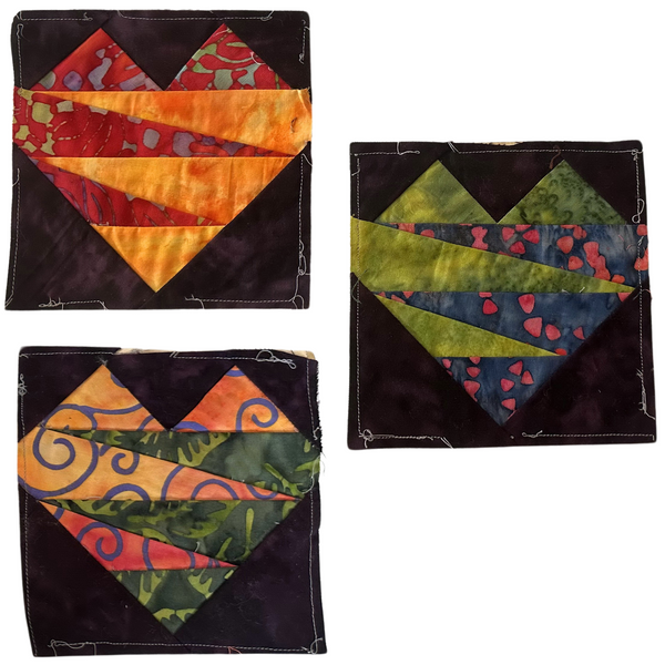 U FINISH IT - Batik Paper-Pieced Hearts - Set of 3