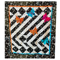 U FINISH IT - Pieced Quilt Top with Batik Applique Butterflies