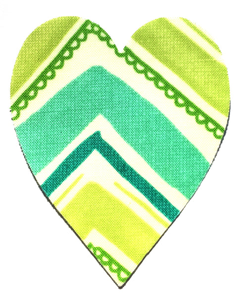 Fusible Applique Hearts - Green & Blue Stripes (50 Pk)
